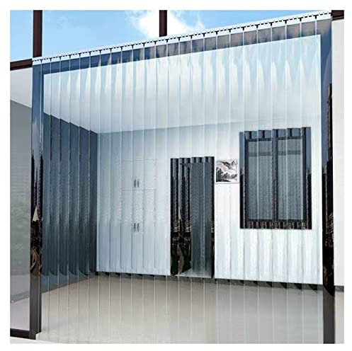 PFCDZDU Tenda A Strisce in PVC, Appeso Scorrevole Trasparente Divisorio in Vetro Morbido, Pieghevole Strisce per Porte E Tapparelle per Magazzino Congelatori Walk Colore : 1.6mm, Taglia : 1.8X2.