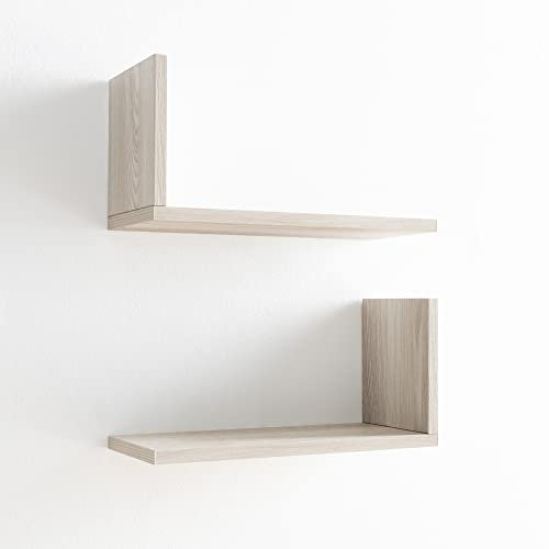 ARHome, 1 Paar Wandregale, 45 x 22 x 19, Esche Creme, Regale, hergestellt in Italien