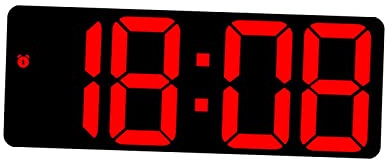 perfk Horloge murale numérique Dimmable Bureau Grand écran 12H 24H avec Date Température LED Réveil pour Hall Salon Chambre à côté, Rouge
