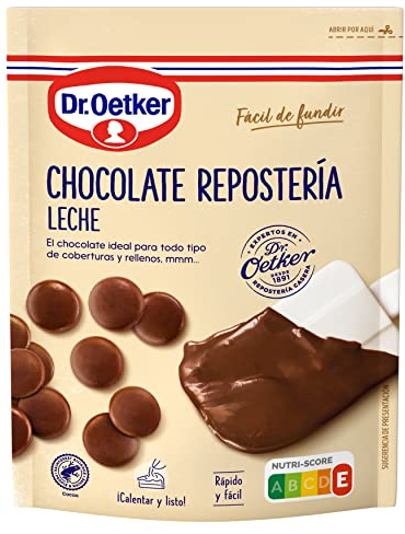 DR. OETKER - Chocolate con Leche para Repostería 150 g, Cobertura Especial para Bizcocho, Tartas o Cualquier Dulce, Intenso Sabor, Fácil de Usar