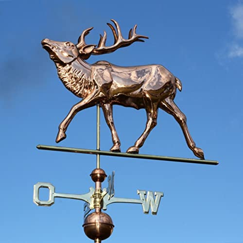 Große Linneborn Kupfer Wetterfahne, Motiv: Hirsch, Gesamthöhe: 108 cm, Elch, Wetterhahn