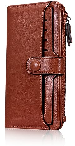 HUA ANGEL Minimalist Wallet Geldbörse Damen Groß Viele Fächer für Frauen und Mädchen Teenager PU Leder Portemonnaie Damen mit Vielen Kartenfächern für Kreditkarten Barrechnungen Reisepass