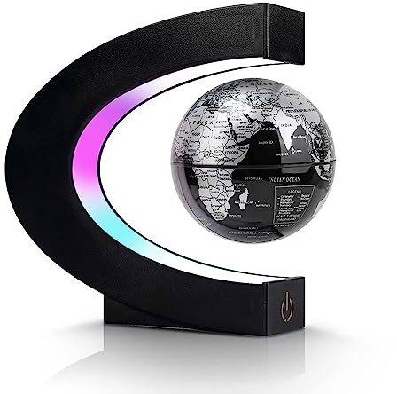 Dracarys Magnetic Levitation Floating Globe, Levitating C Shape Globe with LED Lights Touch Control for Educational Home Office Desk Decor, Anniversary Holiday Creative Gift (Globe Diameter 8.5cm)