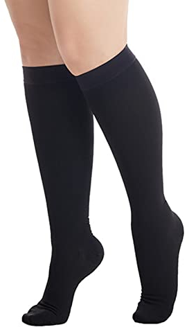 Medizinische Kompressionsstrümpfe, Sport Kompressionsstrümpfe, Stützkniestrümpfe, 23 bis 32 mmHg Übergröße Schwarz Kniehohe Kompressionsstrümpfe Stützstrümpfe für Krampfadern(3XL)