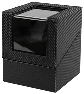 Perfeclan Automatischer Uhrenbeweger, Einzeluhrenbeweger, Uhrenhalter, Organizer, Geburtstagsgeschenk, Uhrenbox, Uhrenkissen für mechanische Uhren, Schwarz