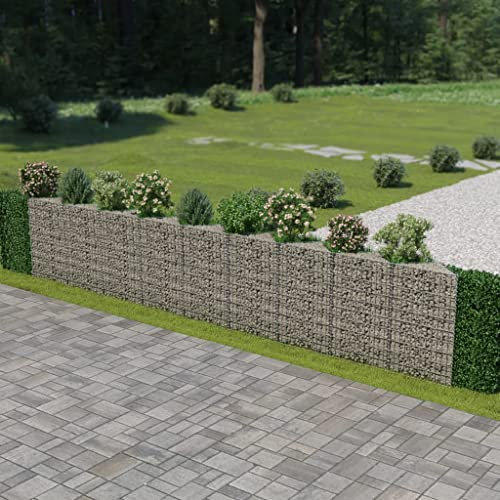 ZEYUAN Mur de Gabion Acier galvanisé 630 x 30 x 100 cm,Bordure Pierre,Kit Gabion,Gabion Jardiniere