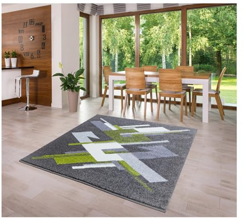 MDEKOR Teppich für Wohnzimmer Schlazimmer Esszimmer 80x150 Grau Grün ÖKO-TEX Kurzflor Wohnzimmerteppich