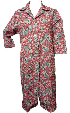 Ladies Full Length, 3/4 Sleeves, Button Through Overall, colour and size choice***Pink Size Large/OS 16-18