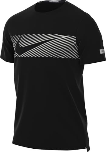 Nike Herren M Nk Flash Miler Top, Black/Reflective Silv, FN3051-010, M