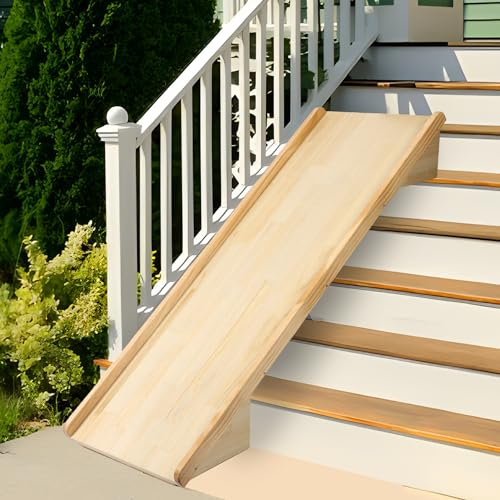 Holztreppenrutsche für Kinder, Stabile wasserdichte Holztreppenrutsche für Innenräume Spielplätze Leitern Anwendbare Stufenhöhe 17,78-19,05cm Traggewicht 90,72kg