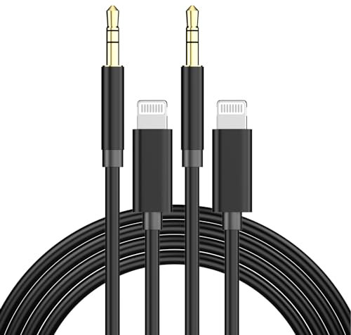 Apple MFi Certified Aux Cord for iPhone, 2 Pack Lightning to 3.5mm Headphone Jack AUX Audio Adapter Male Car Stereo Cable for iPhone 14 13 12 11 XS XR X 8 7 to Car Home Stereo/Headphone/Speaker, Black