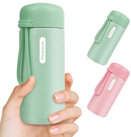 Flintronic Mini Edelstahl Trinkflasche, Doppelwandige Thermosflasche, 304 Edelstahl Wasserflasche mit Griff, Tragbarer Isolierflasche für Schule, Fahrrad, Sport, Outdoor - BPA Frei