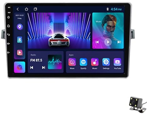 CrtTsks Android 12 Auto Radio Mit Navi Für Toyota Verso 2009-2018 Autoradio Unterstützt 5G 4G WiFi, Mit Lüfter/Full AV Output 7 Color Button Licht,Rückfahrkamera Lenkradsteuerung,M150cp