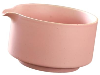 Folpus Ceramic Matcha Bowl Traditional Porcelain Tea Bowl Japanese Tea Cup with Pour Spout Matcha Mixing Bowl Handmade for Friends, Pink