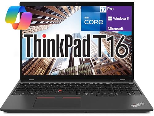 Lenovo ThinkPad T16 Gen 2 Ordinateur portable professionnel 16 FHD+ IPS Display, Intel 10 Core i7-1355U, 32 Go DDR5, NVMe 1 To, Webcam HD, WiFi 6, BT, RJ-45, HDMI, Win 11 Pro, copilote AI, noir avec
