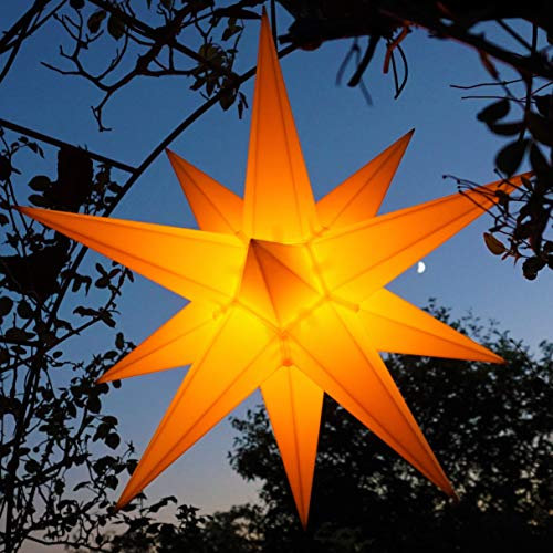 Außenstern 55-60 cm Adventsstern Weihnachtsstern LED auswechselbar, gelb-gelborange, Kabel 7m, geschlossen, wetterfest, Balthasar (gelb/gelborange)