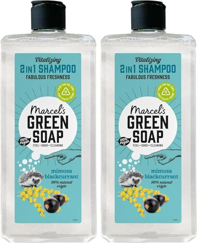 Marcel's Green Soap Shampoo - Mimose & Schwarze Johannisbeere Duft - Angereichert mit natürlichen Ölen - 97% natürlich - 97% biologisch abbaubar - Vegan - Sanfte Pflege für Haar & Planet - 300ml