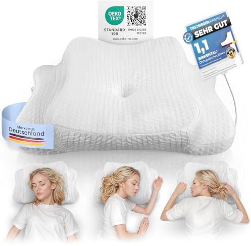 Birkental Orthopädisches Kissen Set - [TESTSIEGER] höhenverstellbares Kopfkissen als Nackenstützkissen - Memory Foam - ergonomisches Schlafkissen - als Seiten Rücken und Bauchschläferkissen