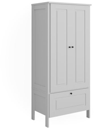 VitaliSpa Kinderkleiderschrank Weiß Ajaton - 83x187x53 cm hergestellt aus Spanplatte - Kinderregal für Kinder und Teenager, für eine strukturierte und sichere Lagerung