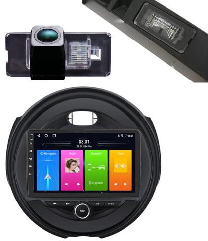 Radio de coche HD de 9 pulgadas, reproductor de coche, GPS, navegación, Carplay/Android, repuesto para BMW Mini Cooper R56 F55 F56 F57 John Cooper Works、One First、One D、Cooper SD (con cámara de luz de