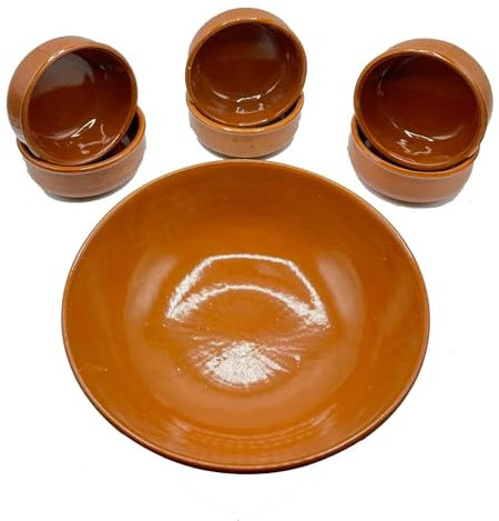 Set de table de service en céramique terre cuite de 7 pièces - Service complet pour pâtes