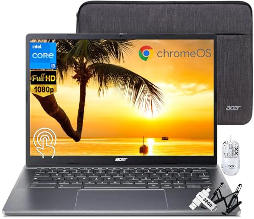 acer Chromebook Plus 514 Laptop con pantalla táctil, Intel 8-Core i3-N305, 8GB LPDDR5, 2 TB SSD, 32GB USB C Flash Drive, pantalla táctil FHD IPS de 14 pulgadas, Wi-Fi 6E, cámara web FHD 1080P, Chrome