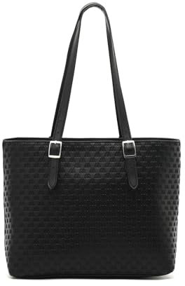 MISAKO Misri bolso shopper grande con bolsillo para portátil (13) y estampado monogram Mujer - Misri Negro 22x38x14 cm