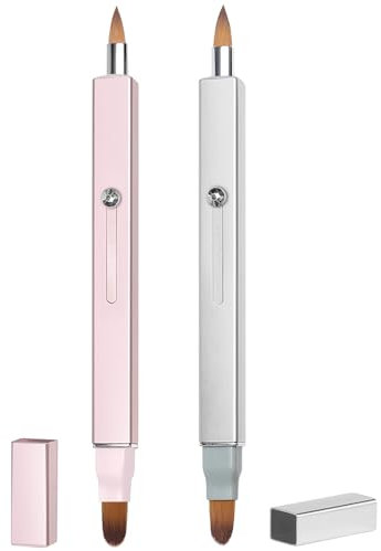 Pinceau à Lèvres Rétractable, Application de Rouge à Lèvres (Silver + Pink)
