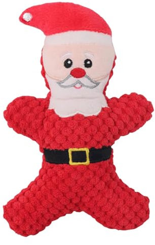 Gwtdtoad Weihnachten Hundespielzeug Weihnachts Hunde Quietschspielzeug Plüsch Weihnachtsmann Lebkuchenmann Elch Beißspielzeug Für Welpen, Hunde Kauspielzeug Für Aggressive Kauer, 19 X 13 X 5 cm