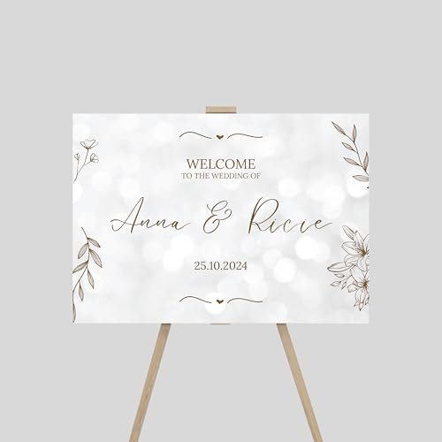 Personalised Wedding Welcome Entrance Sign Board Custom Large Acrylic Plaque Modern Wedding Reception, Engagement Party Decor (Design 3)