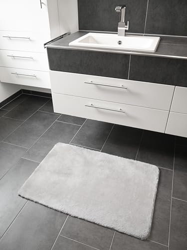 CB Home & Style Badteppich flauschig Fellteppich Dekofell (Grau, 2er Set: 60x90cm+45x45cm)