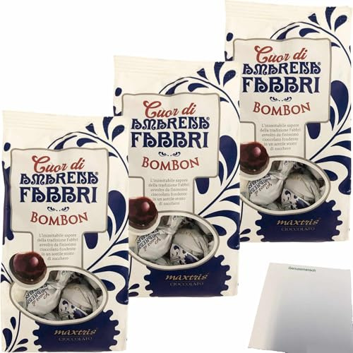 usy Bundle für Fabbri Cuor di Amarena Bombon Praline mit Sauerkirschfüllung 3er Pack (3x150g Packung) + usy Block