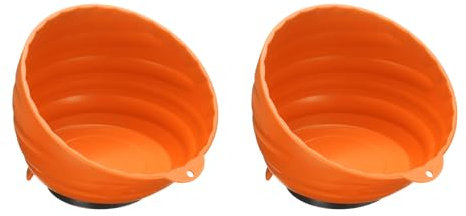 sourcing map 2pcs Magnetic Nut Cup Set 6 Cup Diameter Magnetic Parts Tray Holder ABS Plastic Parts Organizer Kit for Holding Socket Screw Nuts Bolts Pin Washers Metal Parts, Orange