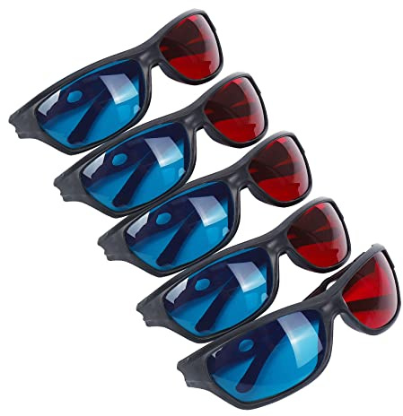 Lafeier Lot de 5 lunettes 3D anglyphes rouges et bleues pour jeux TV et DVD