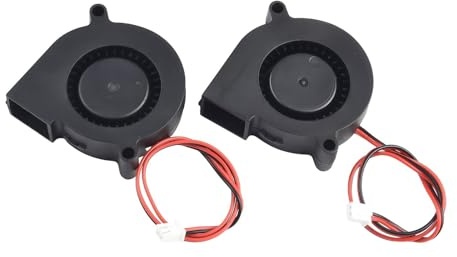 Centrifugal Blower Fan 5015 12V 24V 6500RPM High Speed Low Noise Cooling Fan for Industrial HVAC Ventilation, 2 Units (12V)