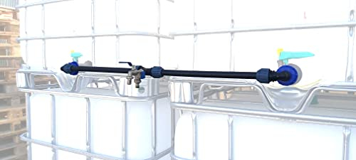 VOXTRADE Verbindungsset für IBC Tanks, 3-Port Kugelventil, Polyethylen (PE), Messing, Stahl, Blau, CE, EN 1074-1, 3/4 Gewinde, 1/2 PE-Auslauf, max. 10 bar, Gardena-ähnlicher Anschluss