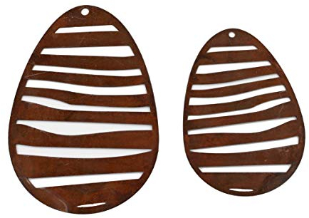 Rostikal 2er Set Ostereier zum aufhängen 8,5 und 10,5 cm Osterdekoration Edelrost Gartendeko