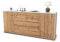 Stil.Zeit Sideboard Elisa, Korpus Weiss matt, Front Holz-Design Pinie (180x79x35cm) Push-to-Open Technik & Leichtlaufschienen