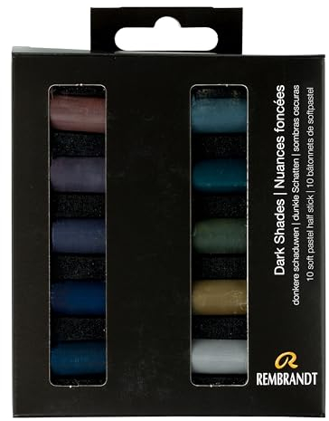 Rembrandt Professionelles Weiche Pastelle Set Dunkle Farben | 10 halbe Pastelle