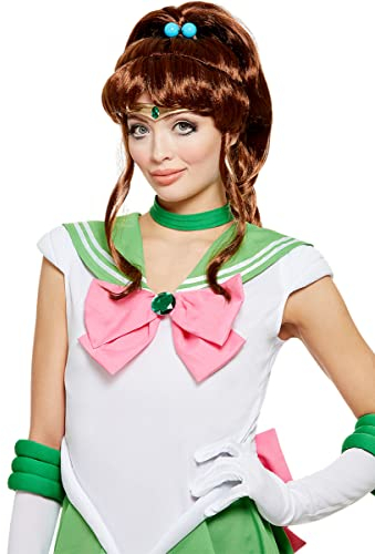Funidelia | Sailor Jupiter Perücke - Sailor Moon 100% OFFIZIELLE für Damen Anime, Cosplay, Usagi Tsukino, Zeichentrickfilm - Farben: Braun, Zubehör für Kostüm - Lustige Kostüme für deine Partys