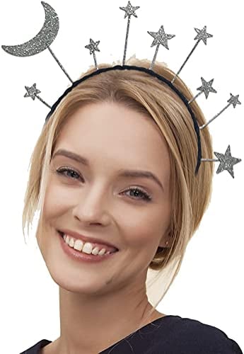 Amosfun Stern Mond Stirnband Geburtstagsfeier Haarband Glitzer Haarschmuck für Geburtstag Kostümparty