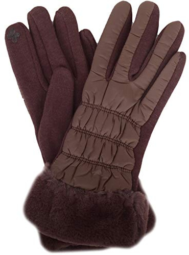 SNUGRUGS Womens Cosy Cold Winter Glove/Gloves with Super Soft Faux Fur Trim - Brown
