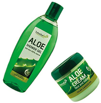 TABAIBA Aloe vera creme and gel Packung Tabaibaloe Feuchtigkeitscreme Aloe Vera und Duschgel Aloe Vera Gesichts- und Körpercreme 300 ml und Badegel 250 ml Tabaibaloe, 620 g