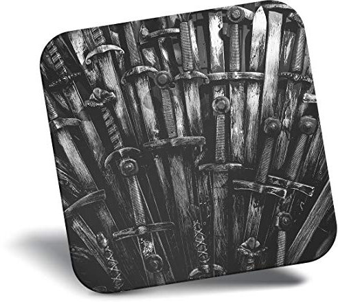 Destination Vinyl ltd Fridge Magnet bw - Throne Medieval Swords Game Geek #42268