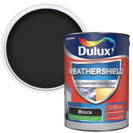 Dulux Weathershield Smooth Masonry Paint - Black - 5L