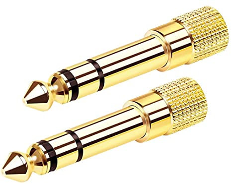 Headphones Adapter, Jack 6.35mm to 3.5mm Mini Jack to 1/4 inch Jack Stereo Aux Jack Headphone Adapter Converter for Digital Piano 2 Pack