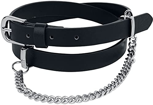Rock Rebel by EMP Damen Schwarzer schmaler Gürtel mit dekorativer Kette 85 cm