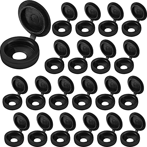 Lahviuu Schraubenabdeckungen,200pcs Klappschraube Abdeckkappen Schrauben Schutzkappen Kunststoff Unterlegscheiben für Schraubenschutz, Möbelschränke, Hausdekoration, Kleiderschrank (Schwarz)