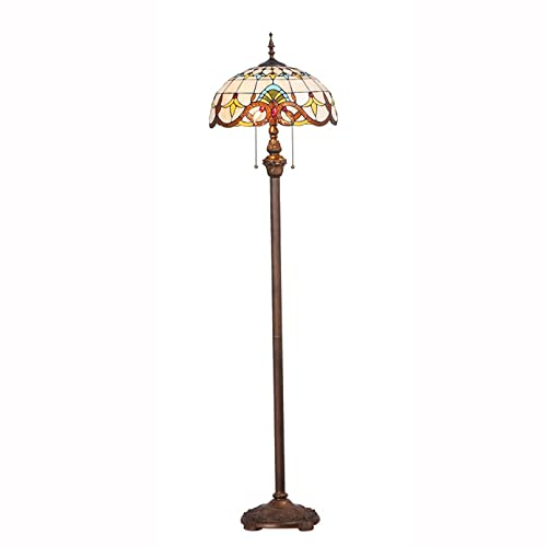 BOTOWI 16-Zoll-Licht Für Wohnzimmer Stehlampe Im Tiffany-Stil Buntglas Gelb Barocke Bauernhaus-Hochlampen Für Schlafzimmer, Club, Büro