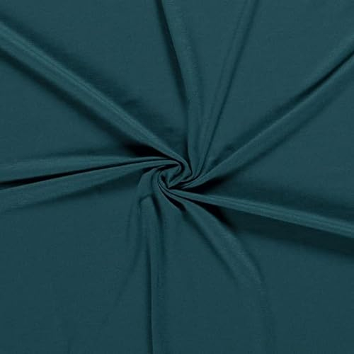 Viskose-Jersey-IDA-200 g/QM-96 Prozent Viskose-Kleiderstoff, Nähen, Stoffe, Viskosestoff-ca.150 cm Breite-50 cm Schritte-Meterware-Oekotex Standard 100 (Petrol-24-IDA)